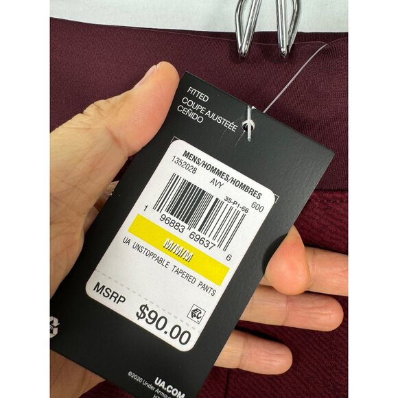 Men's UA Unstoppable Tapered Pants maroon athleisure sz M - Picture 3 of 11